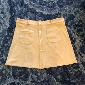 Ethereal - Faux Suede Snap Button Mini Skirt